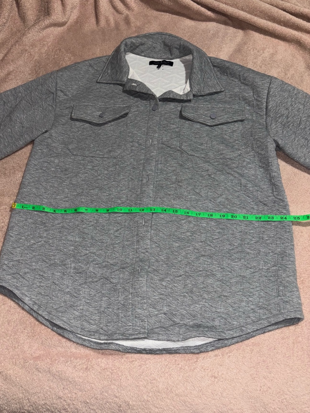 Simply Southern Heather Gray Quilted Button-Front Shirt Jacket
